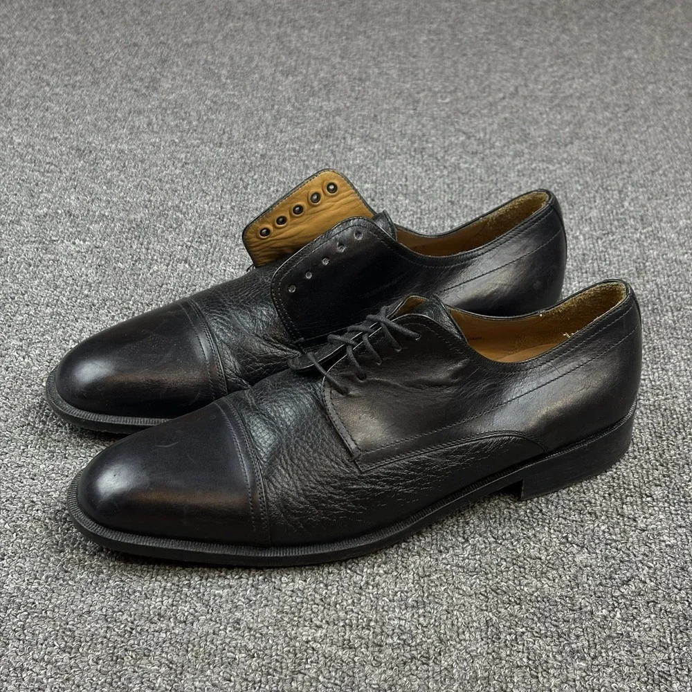 Classic Mezlan Alberta Men's 10M Black Leather Oxford Cap Toe Dress Shoes